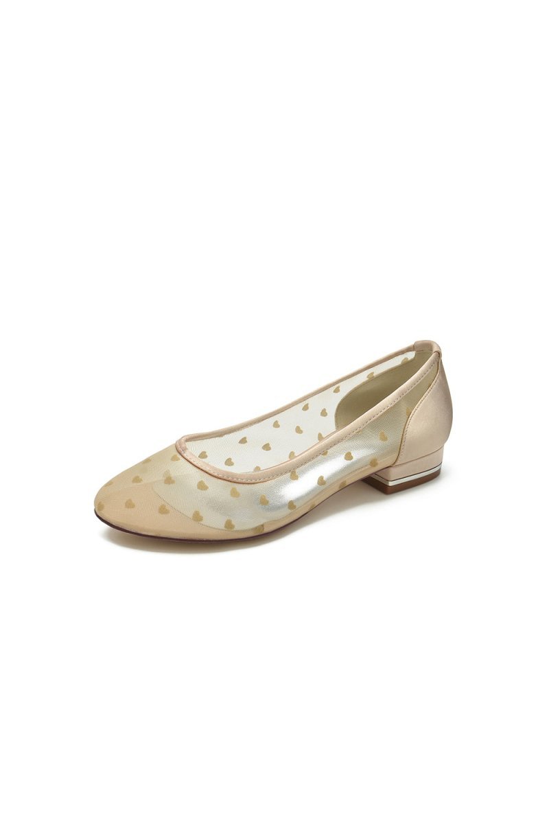 Simple Pointed Toe Mesh Slip - on Low Heels - BOLODOO