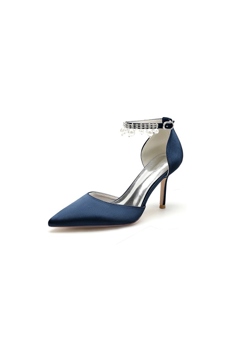 Pointed Toe Wedding Heels with Pearl Tassel - BOLODOO