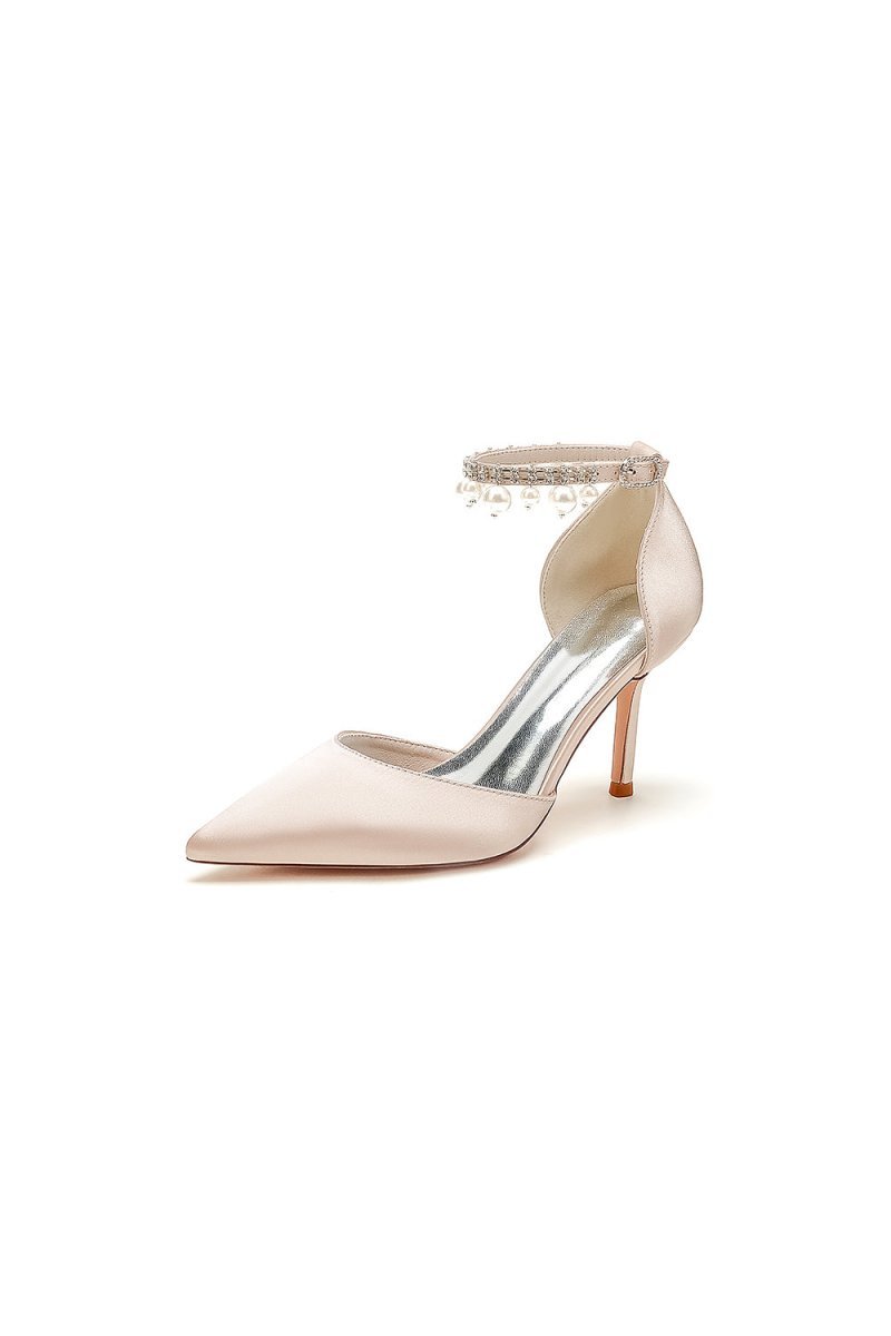 Pointed Toe Wedding Heels with Pearl Tassel - BOLODOO