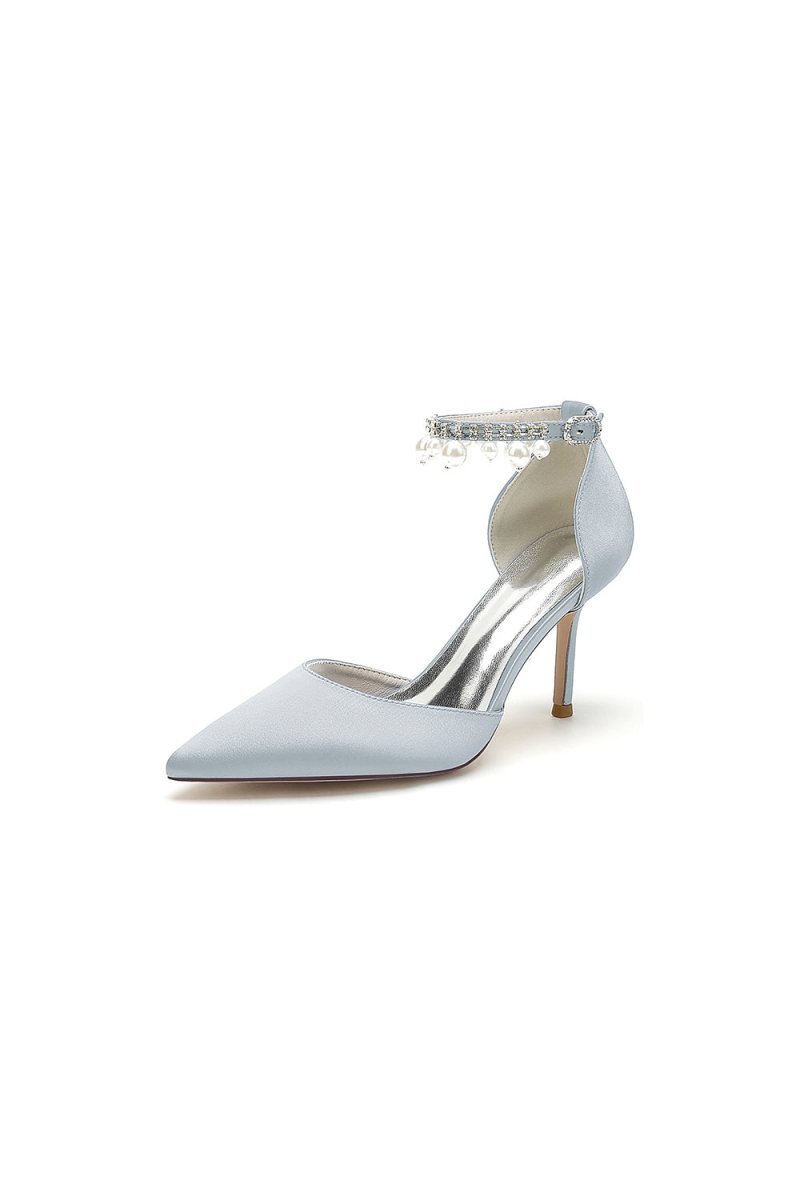 Pointed Toe Wedding Heels with Pearl Tassel - BOLODOO