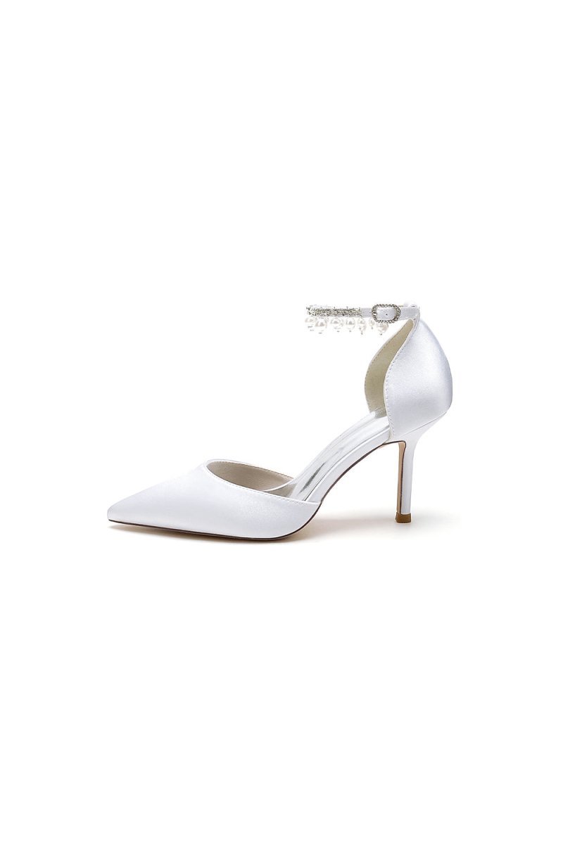 Pointed Toe Wedding Heels with Pearl Tassel