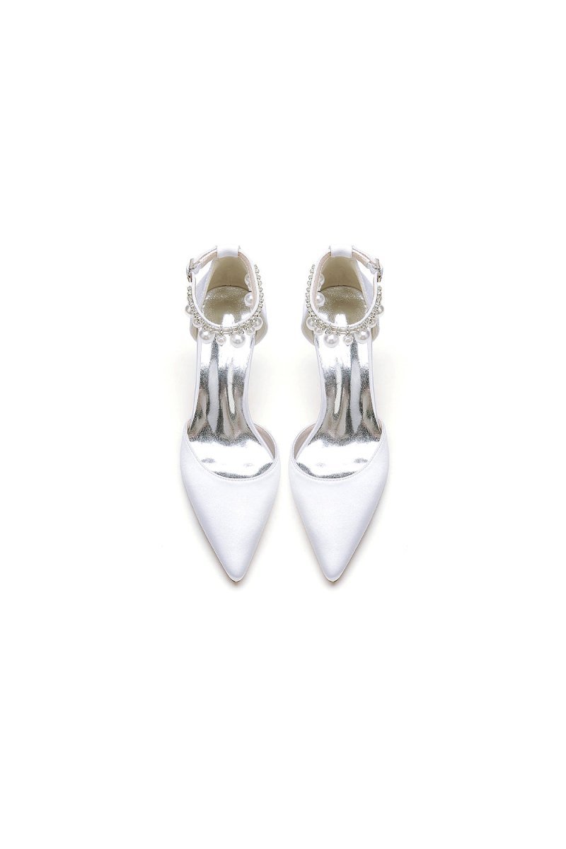Pointed Toe Wedding Heels with Pearl Tassel