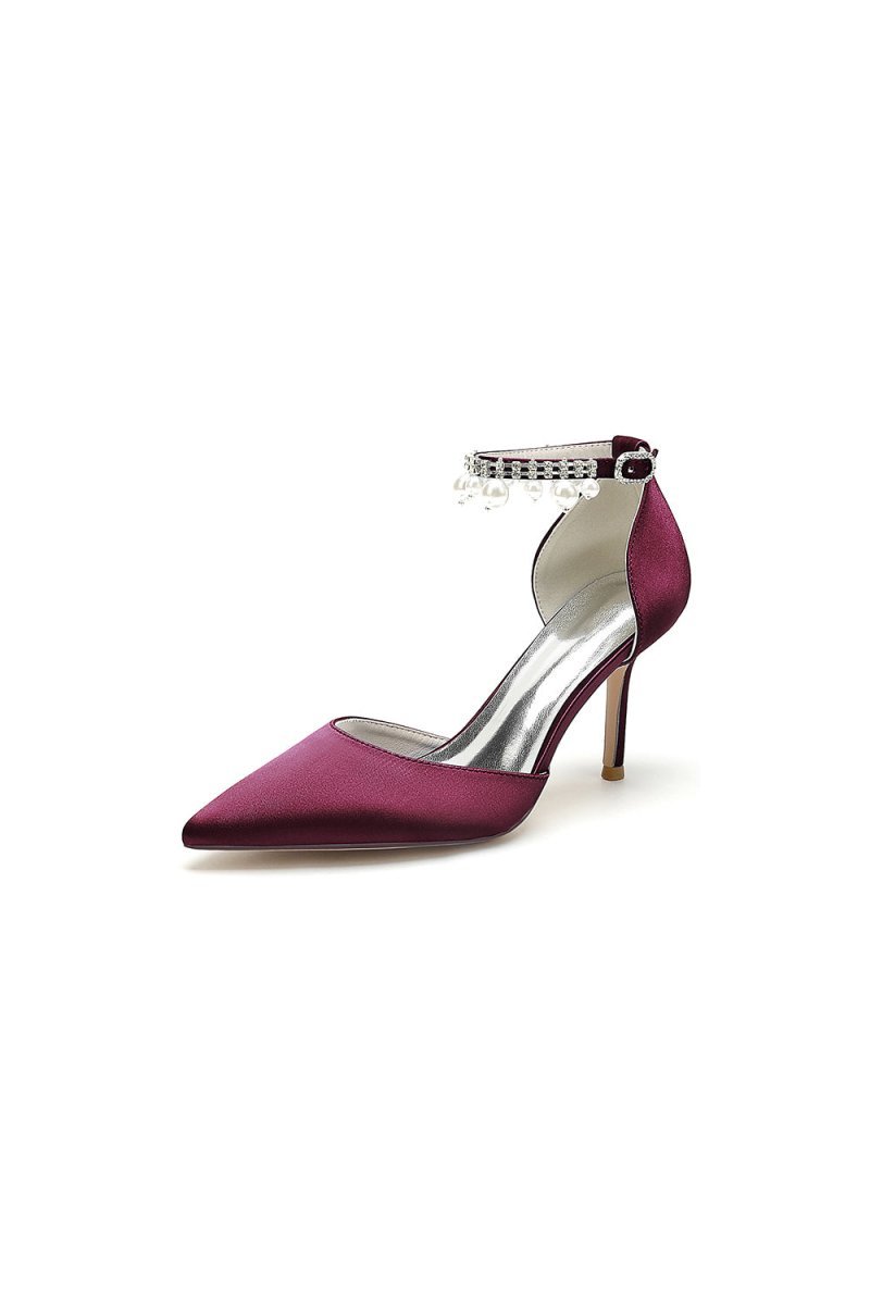 Pointed Toe Wedding Heels with Pearl Tassel - BOLODOO
