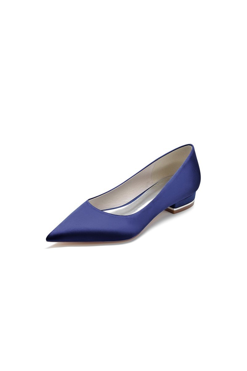 Simple Pointed Toe Satin Low Heels - BOLODOO