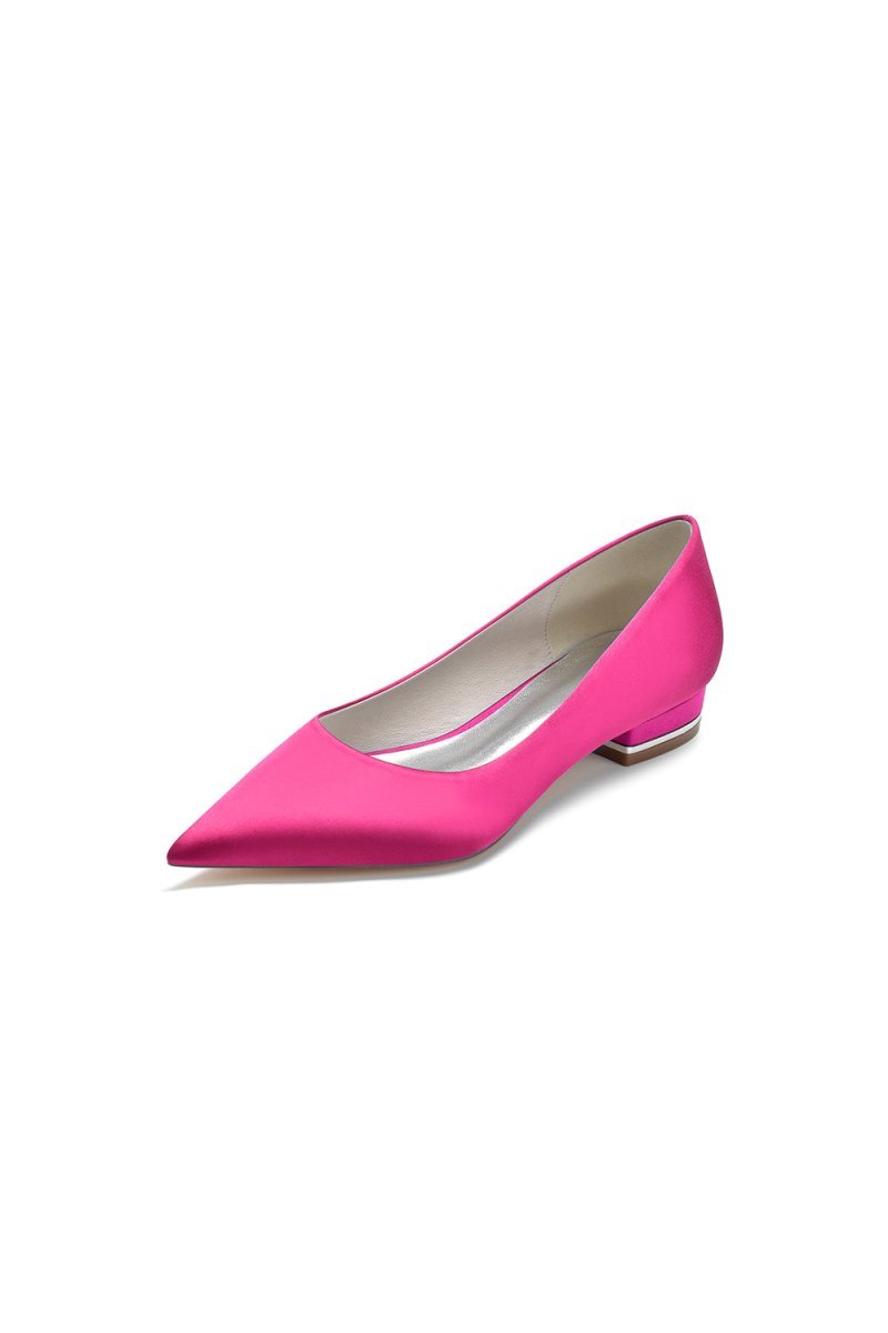 Simple Pointed Toe Satin Low Heels - BOLODOO