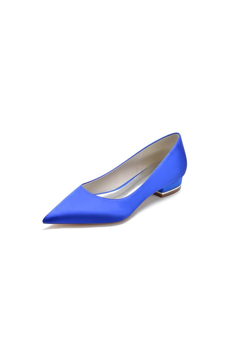 Simple Pointed Toe Satin Low Heels - BOLODOO