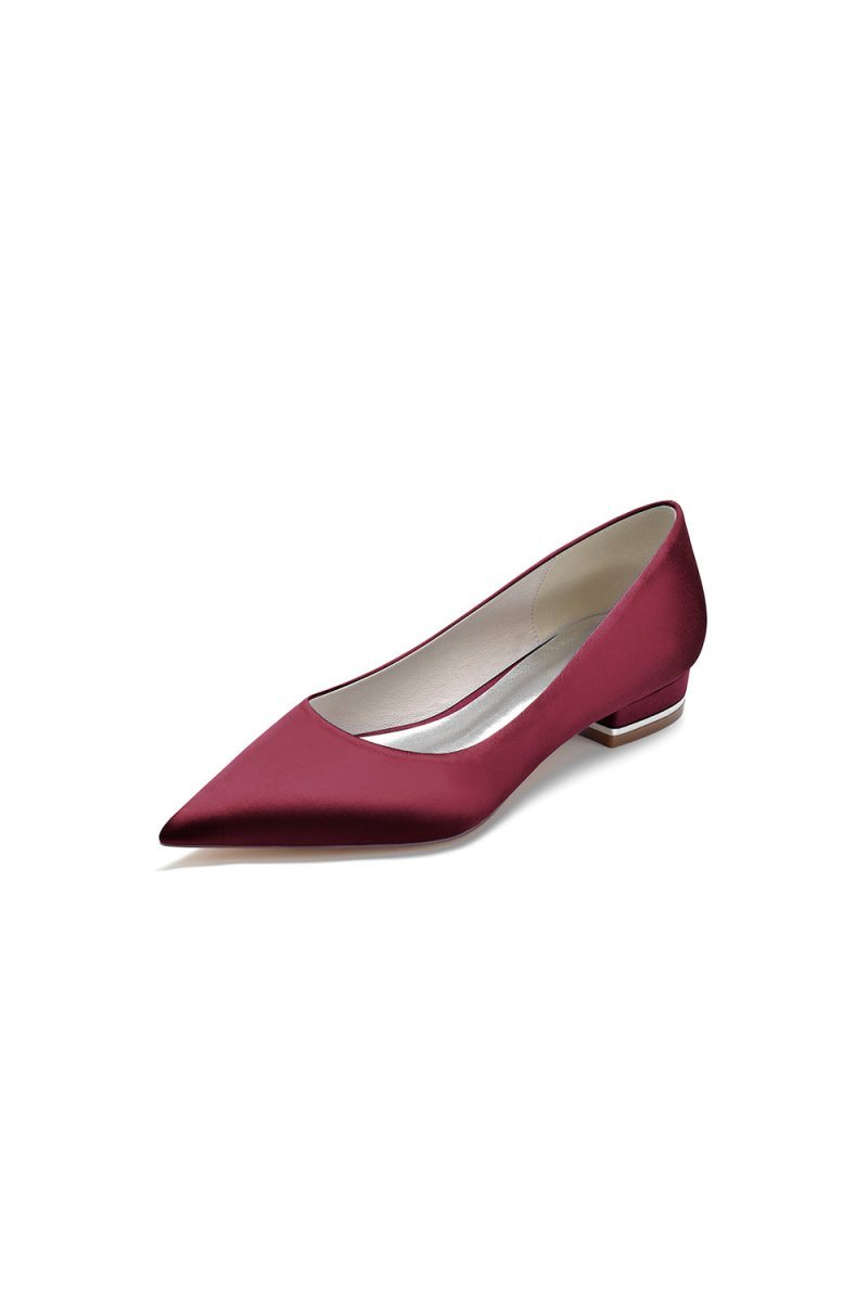 Simple Pointed Toe Satin Low Heels - BOLODOO