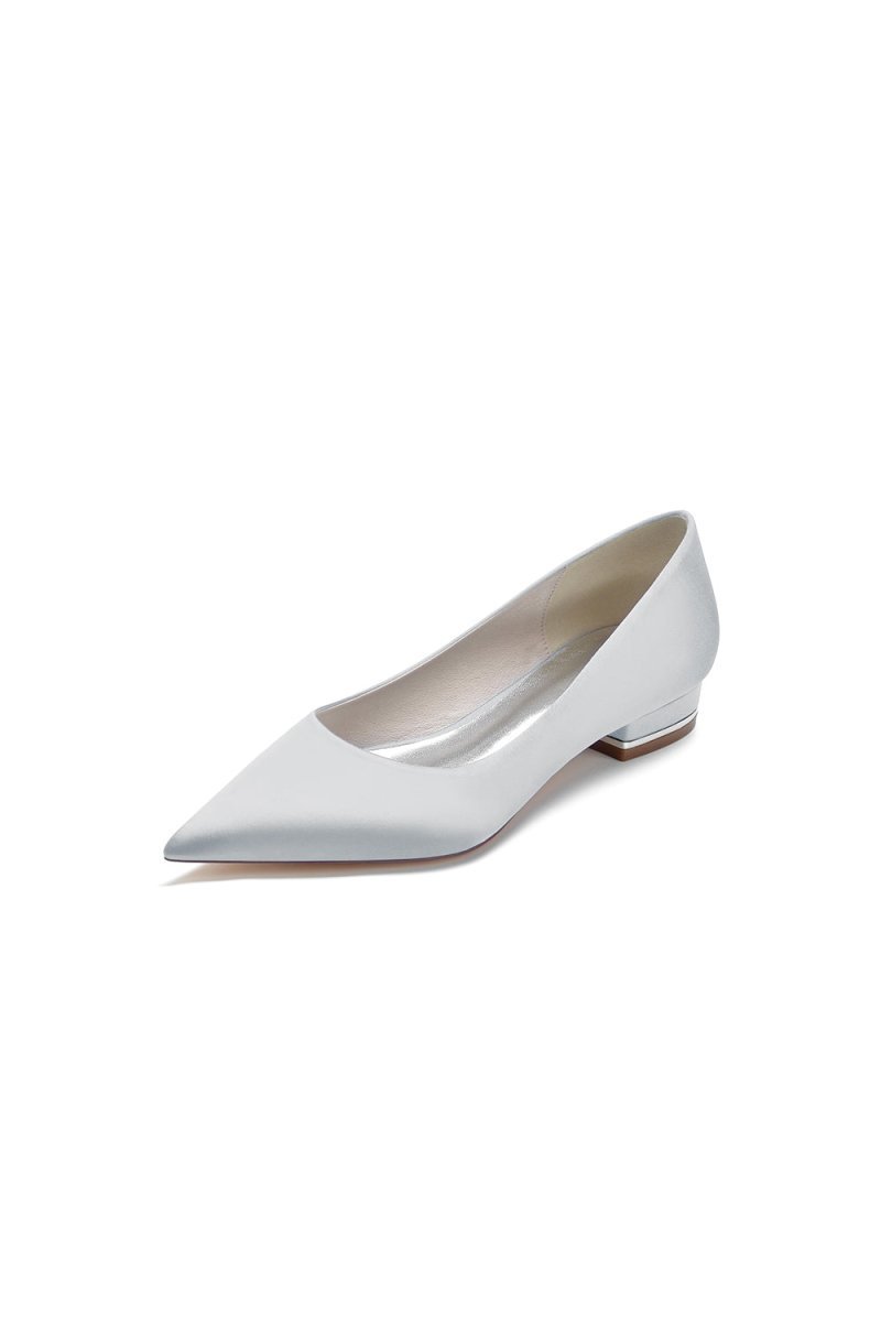Simple Pointed Toe Satin Low Heels - BOLODOO