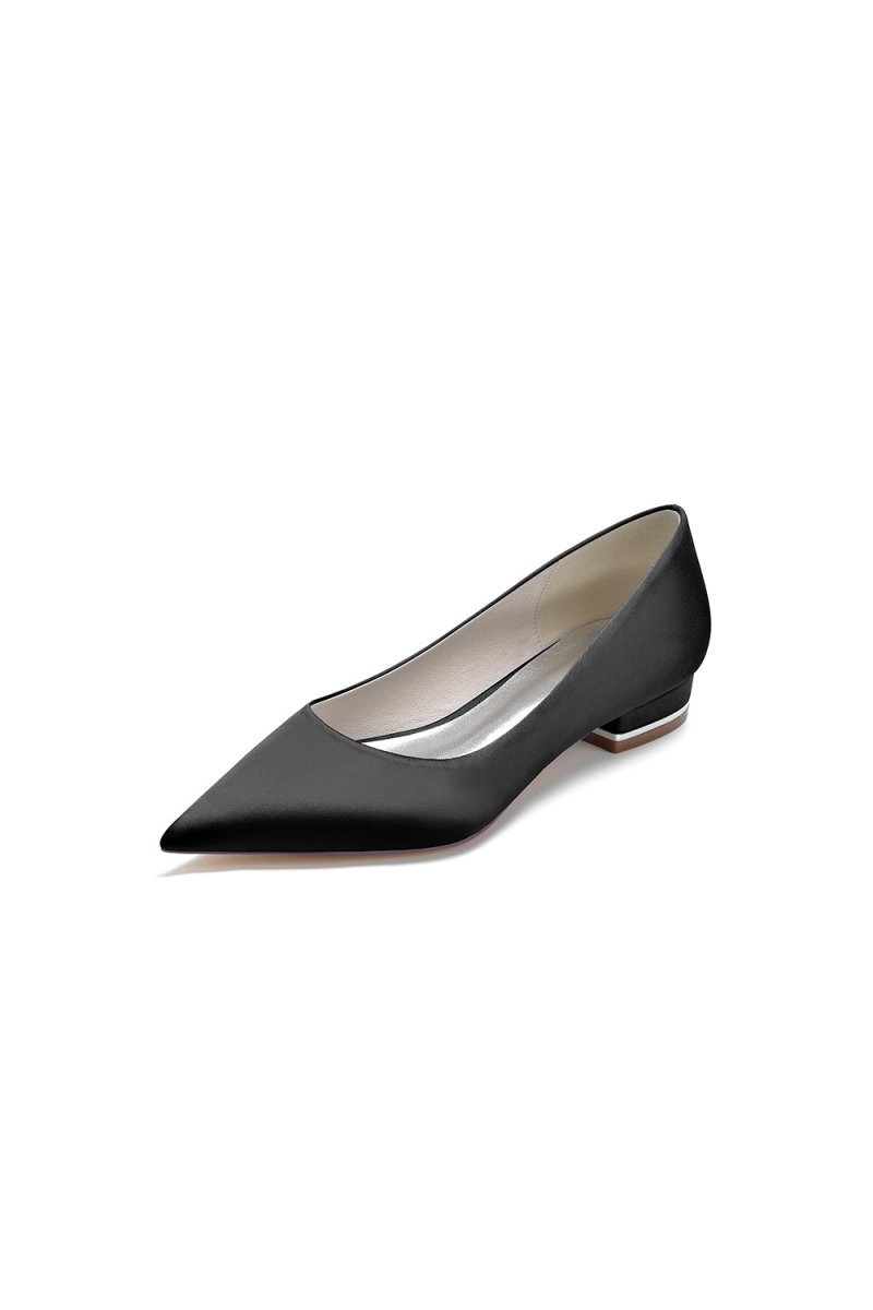 Simple Pointed Toe Satin Low Heels - BOLODOO