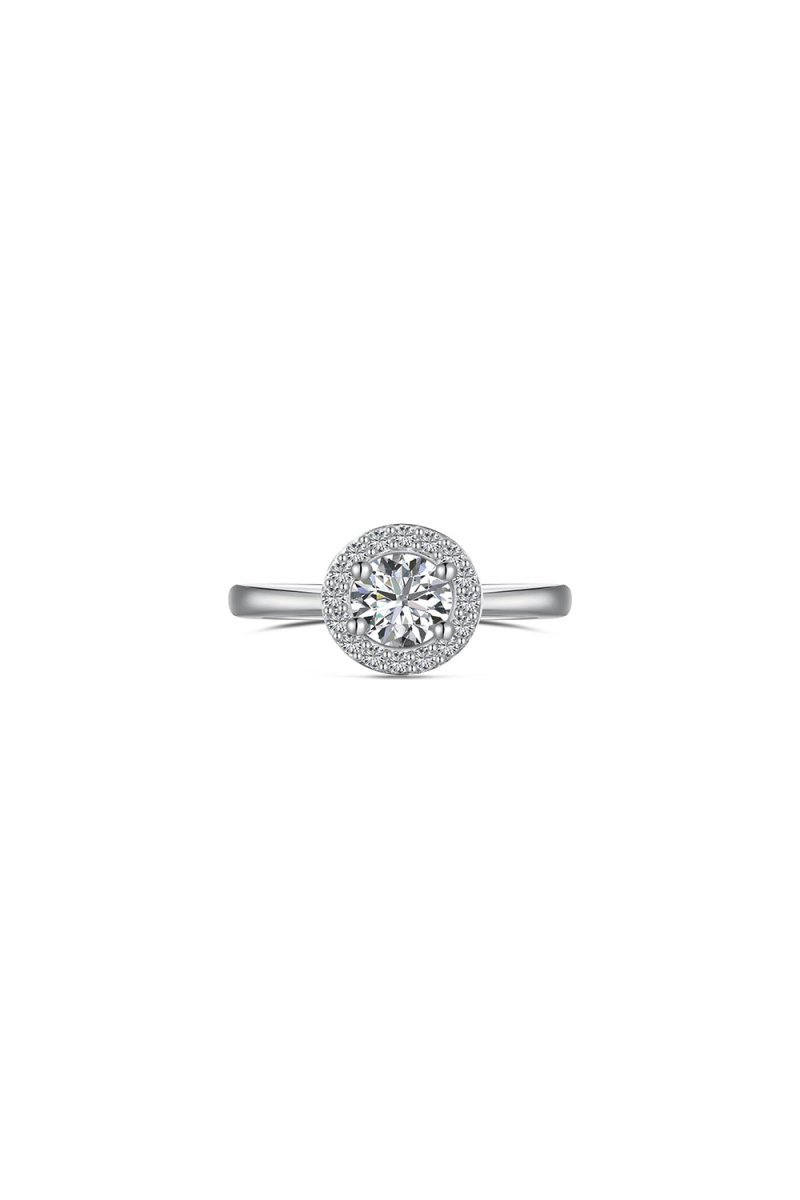 Simple Round sparkling Engagement Ring Sterling Silver - BOLODOO