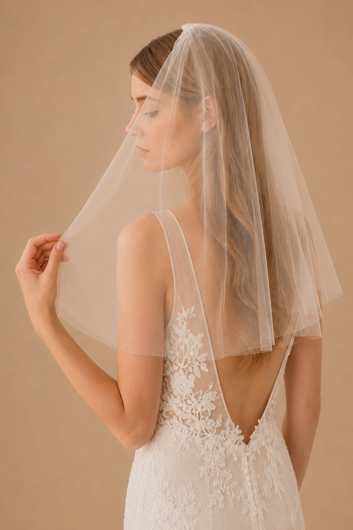 Simple Short Wedding Veils Blusher Veil in White