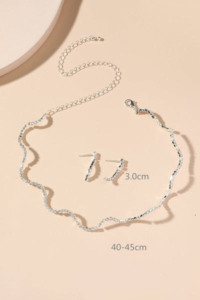 Simple Thin Rhinestone Necklace And Earrings Set