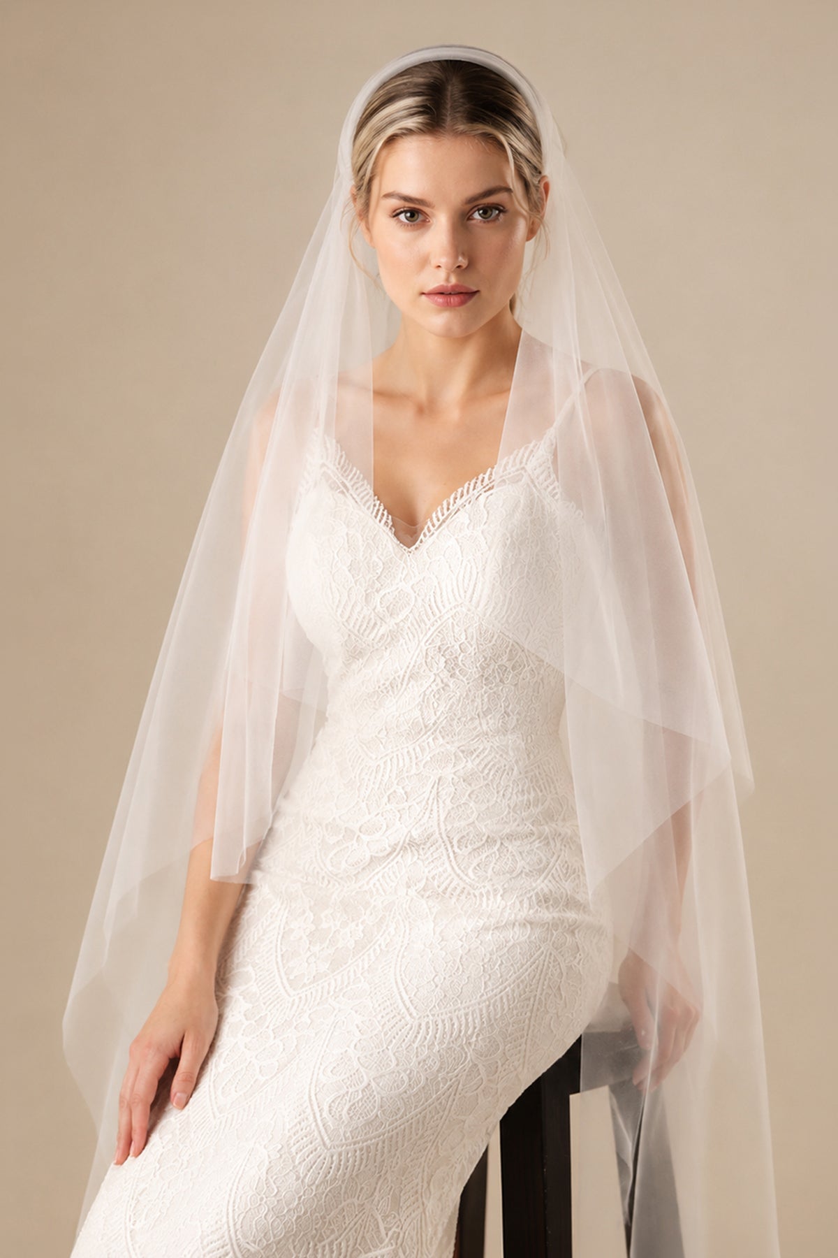 Simple Tulle Knee Length Juliet Cap Veils in Ivory - BOLODOO Wedding Veils