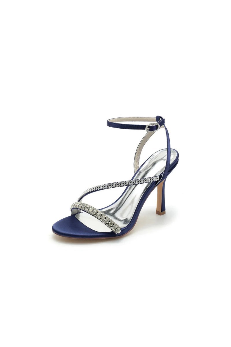 Single Strap Ankle Strap Wedding Shoes With Rhinestone - BOLODOO