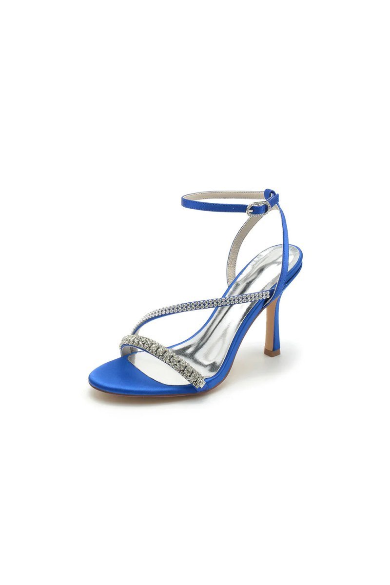 Single Strap Ankle Strap Wedding Shoes With Rhinestone - BOLODOO