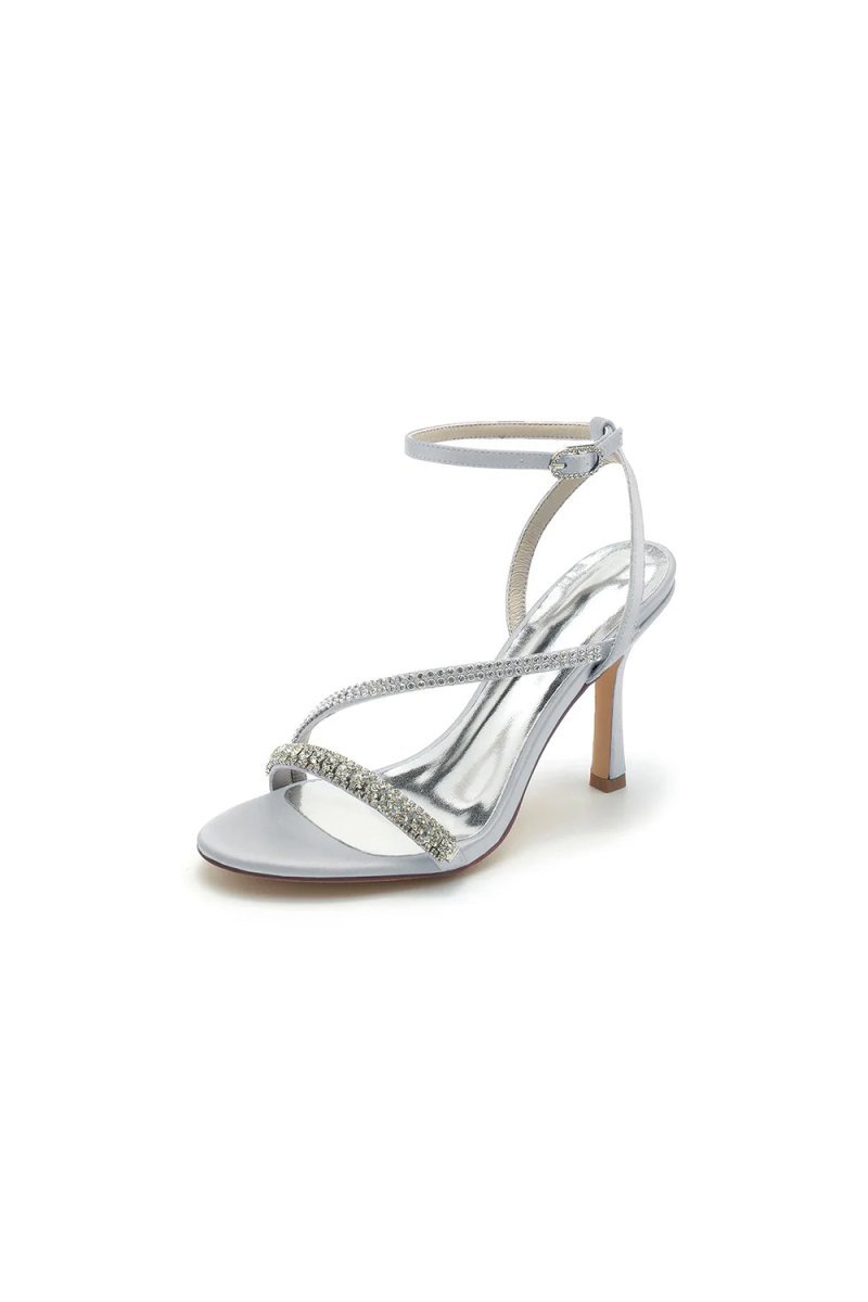 Single Strap Ankle Strap Wedding Shoes With Rhinestone - BOLODOO