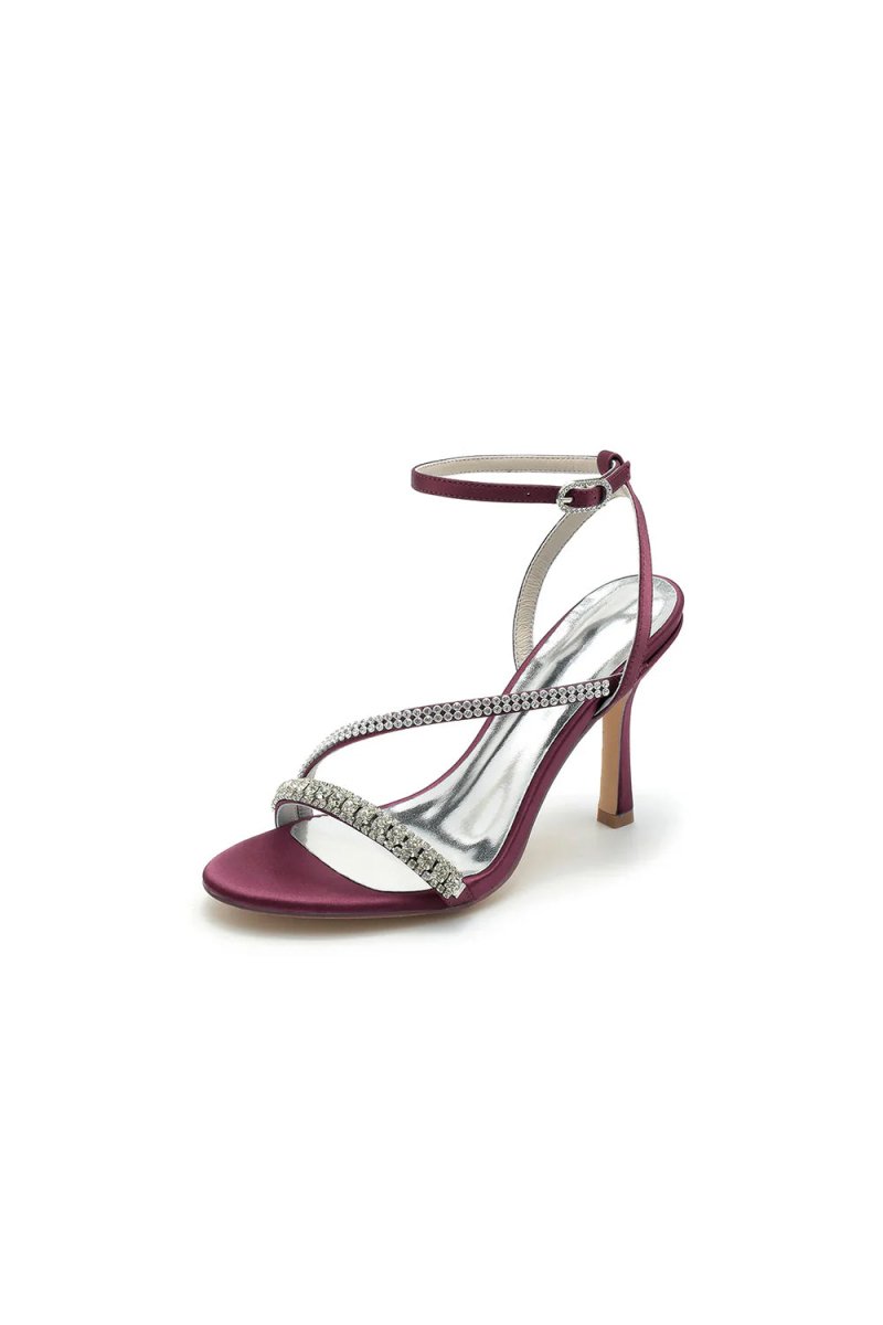 Single Strap Ankle Strap Wedding Shoes With Rhinestone - BOLODOO