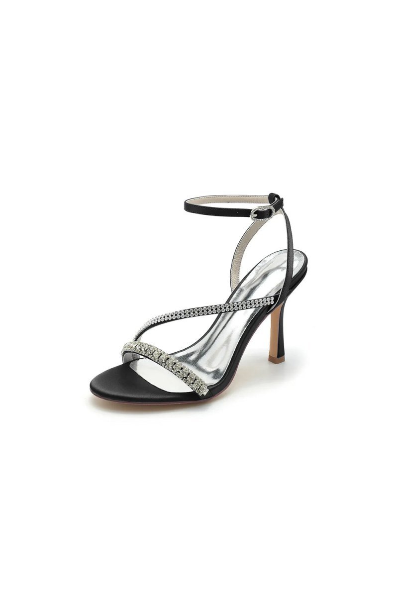 Single Strap Ankle Strap Wedding Shoes With Rhinestone - BOLODOO