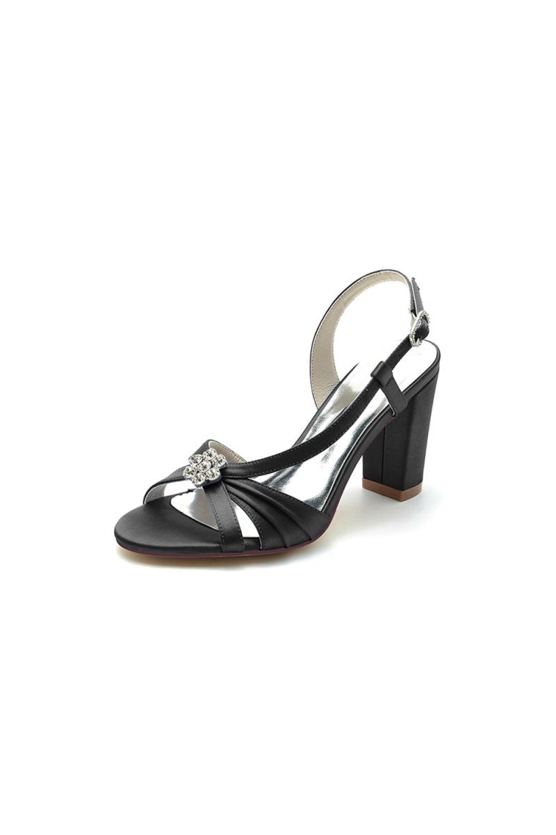 Slingback Strap Open Toe Block Heels - BOLODOO