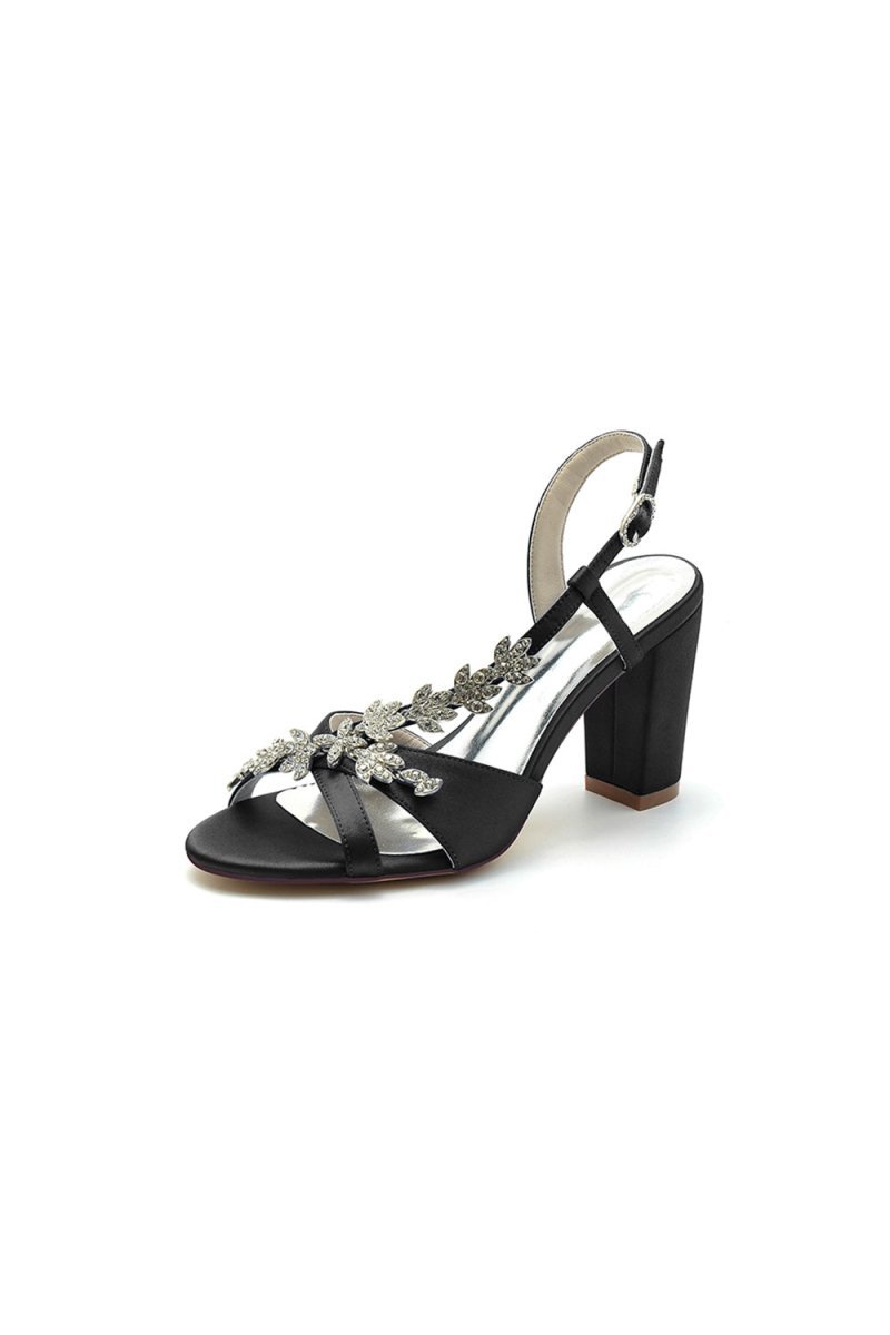 Slingback Strap Open Toe Block Heels - BOLODOO
