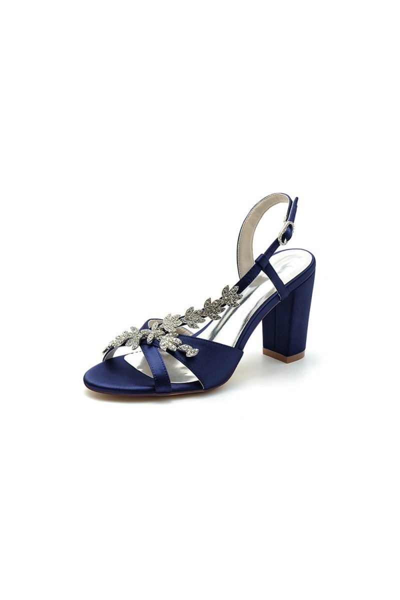 Slingback Strap Open Toe Block Heels - BOLODOO