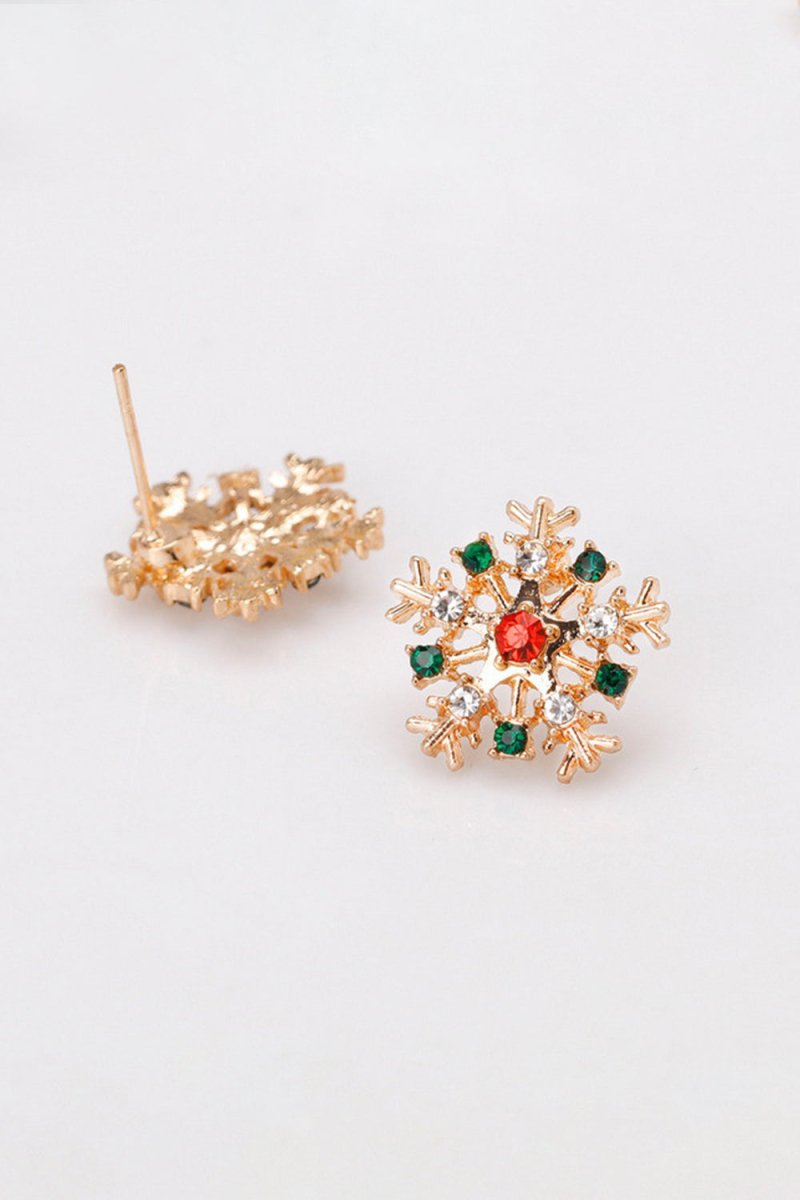 Snowflake Gold Earrings Rhinestones