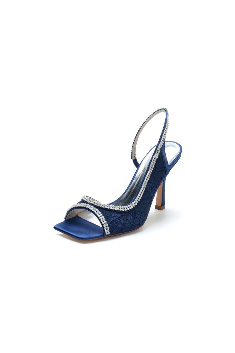 Square Open Toe Slingback Chunky Heels - BOLODOO