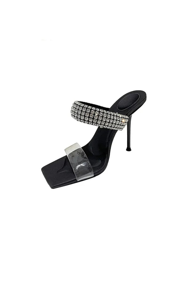 Square Toe Stiletto High Heels with Beading - BOLODOO