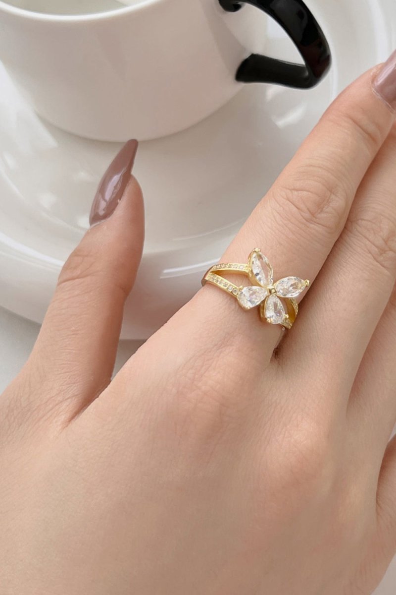 Sterling Silver Marquise Shape Butterfly Ring
