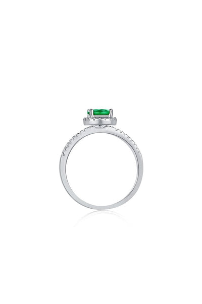 Sterling Silver Round Emerald Ring - BOLODOO