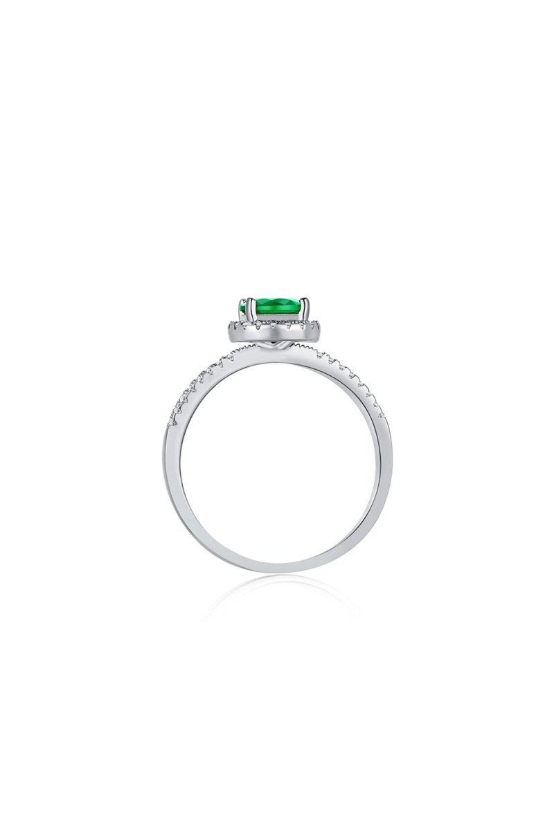 Sterling Silver Round Emerald Ring - BOLODOO