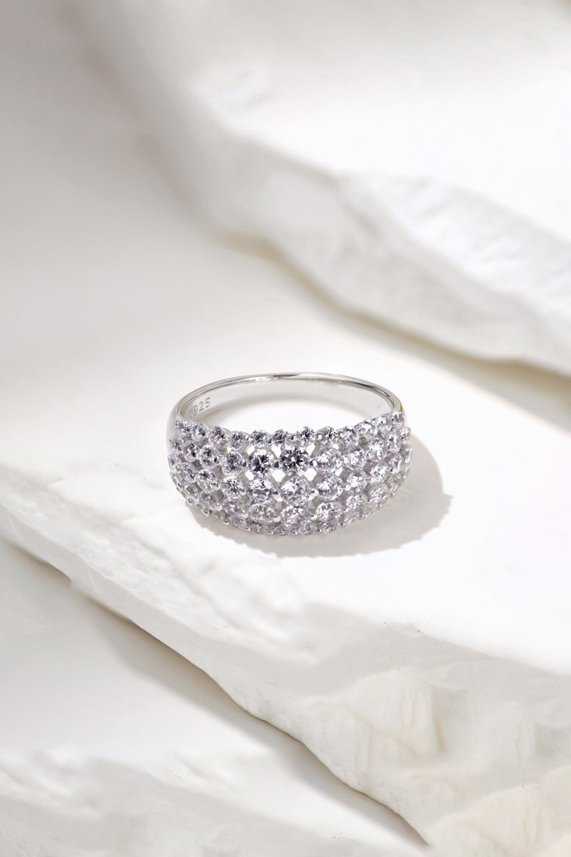Sterling Silver White Zircon Band Ring - BOLODOO