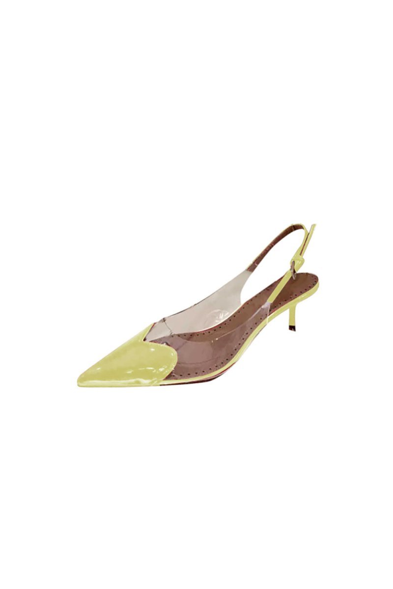 Yellow Stiletto Heel Mid Heel Sandals - BOLODOO