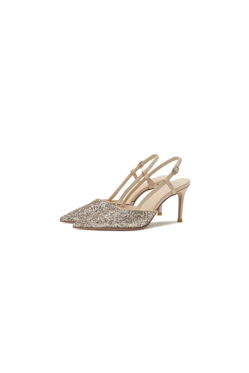 Stiletto High Heels with One Buckle and Toe Cap - BOLODOO