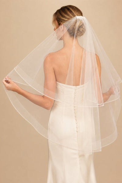 Two Tier Hip Length Wedding Veils in Ivory