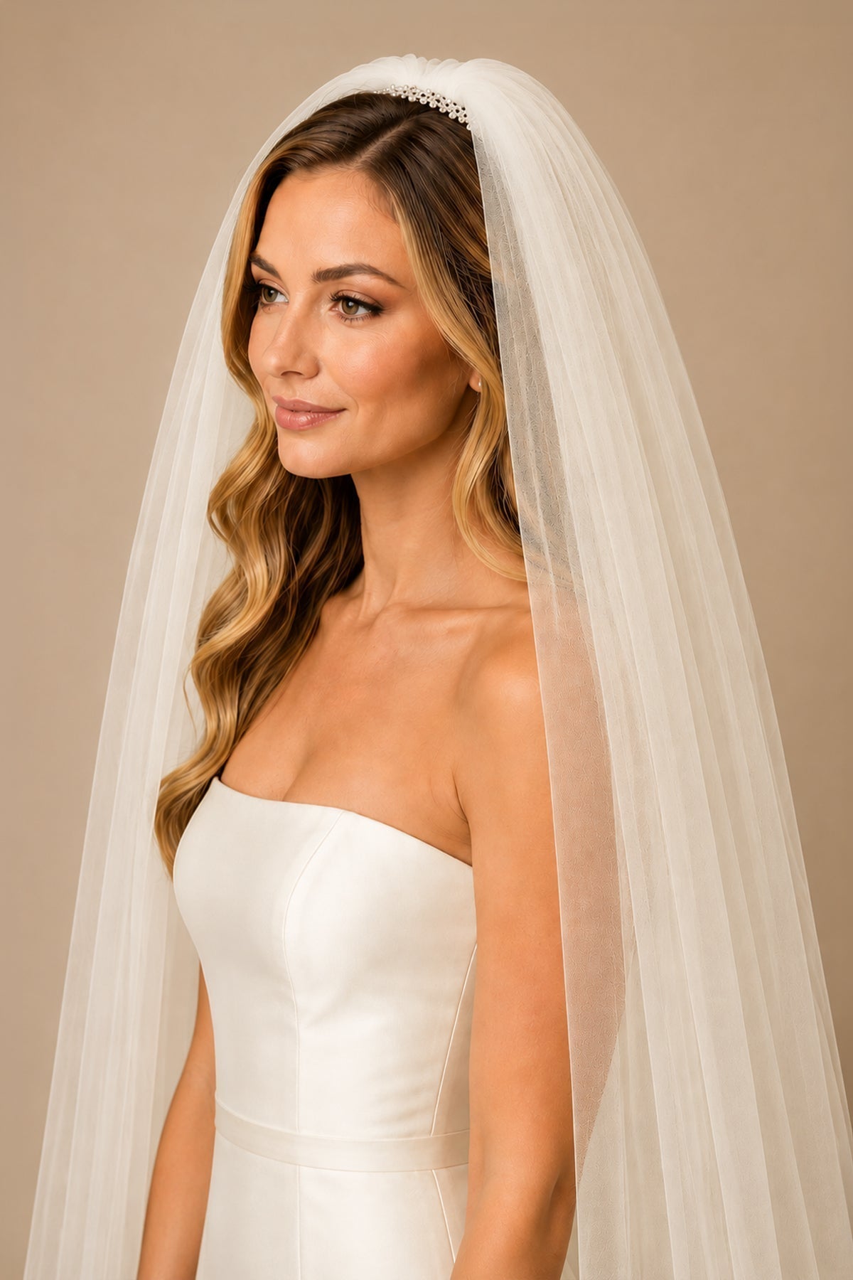 Vintage Long Veils Two-tayer Wedding Veils in Ivory
