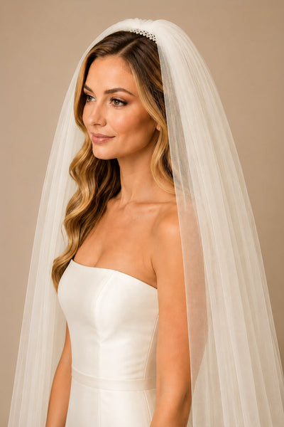 Vintage Long Veils Two-tayer Wedding Veils in Ivory