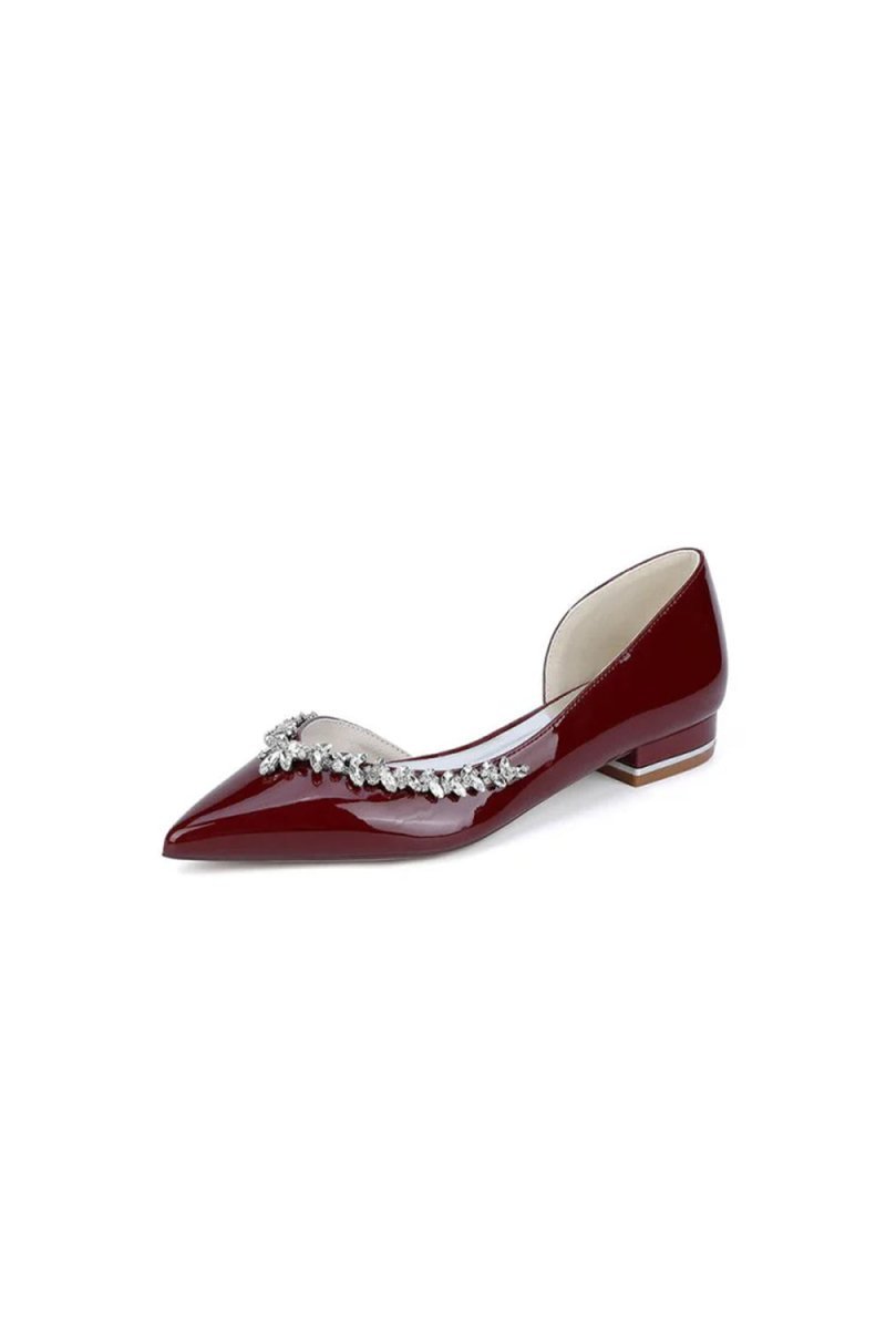 White Ballet Flats with Crystal Accent - BOLODOO