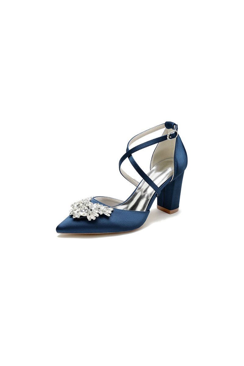 White Cross - Strap Pump with Crystal Flower Accent - BOLODOO