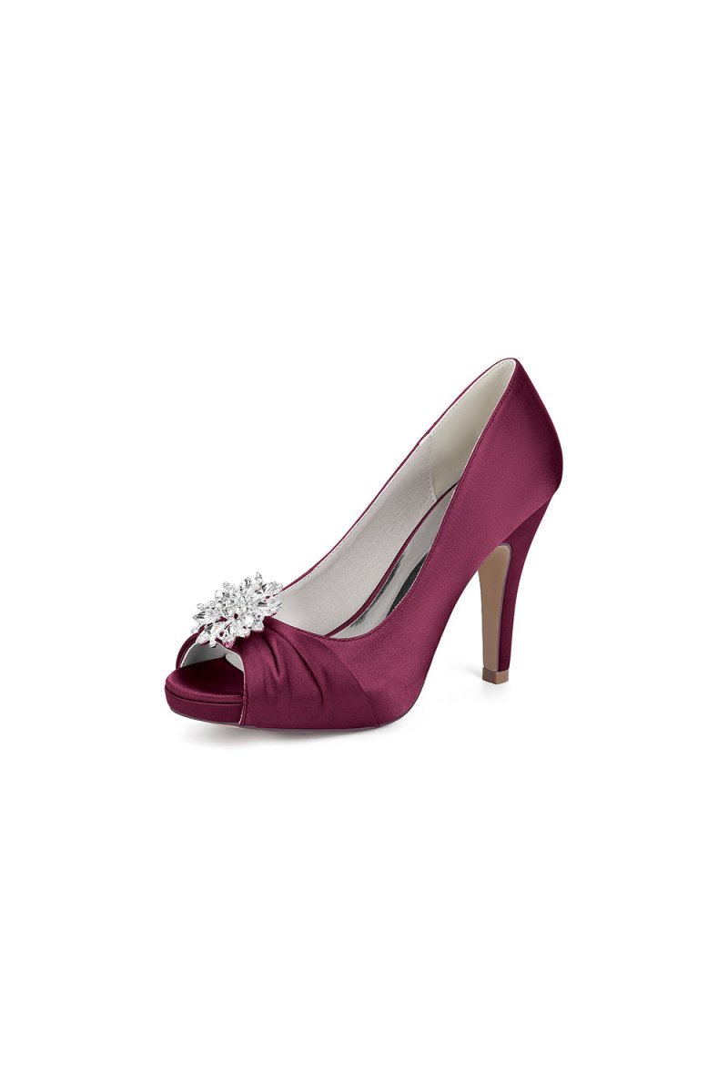 Fuchsia High Heels with a Shimmering Metal Accent - BOLODOO