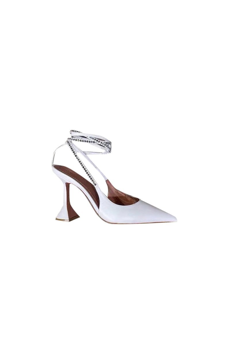 White Lace Up High Heel Sandals