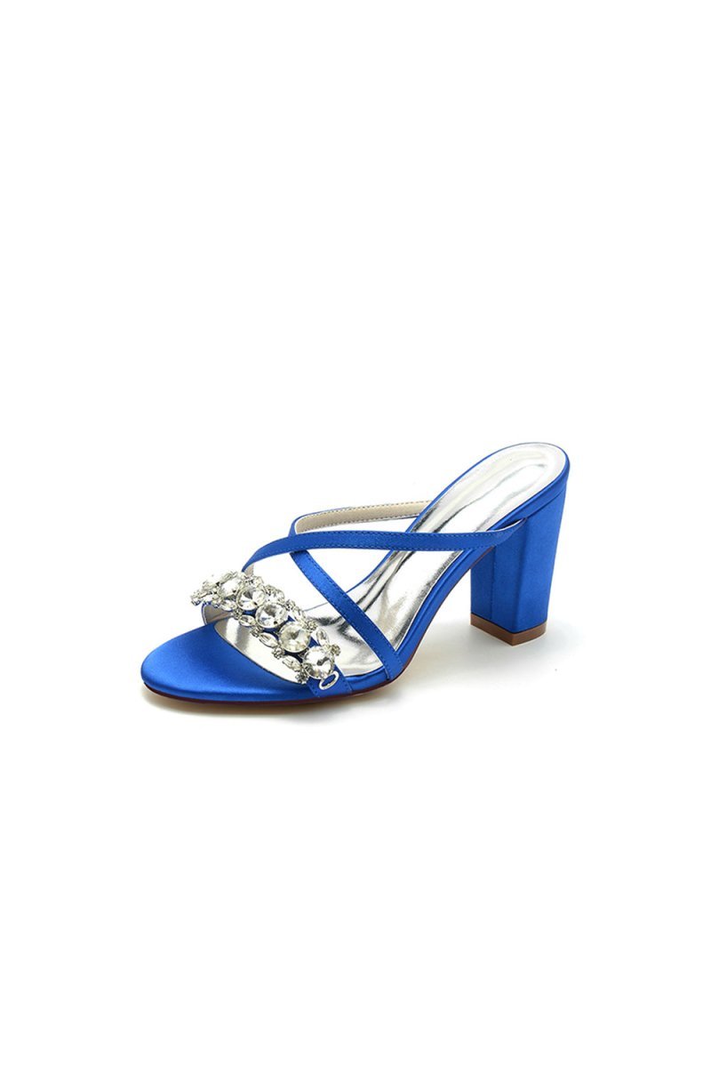 Sliver Open Toe Sandals with Rhinestone - BOLODOO