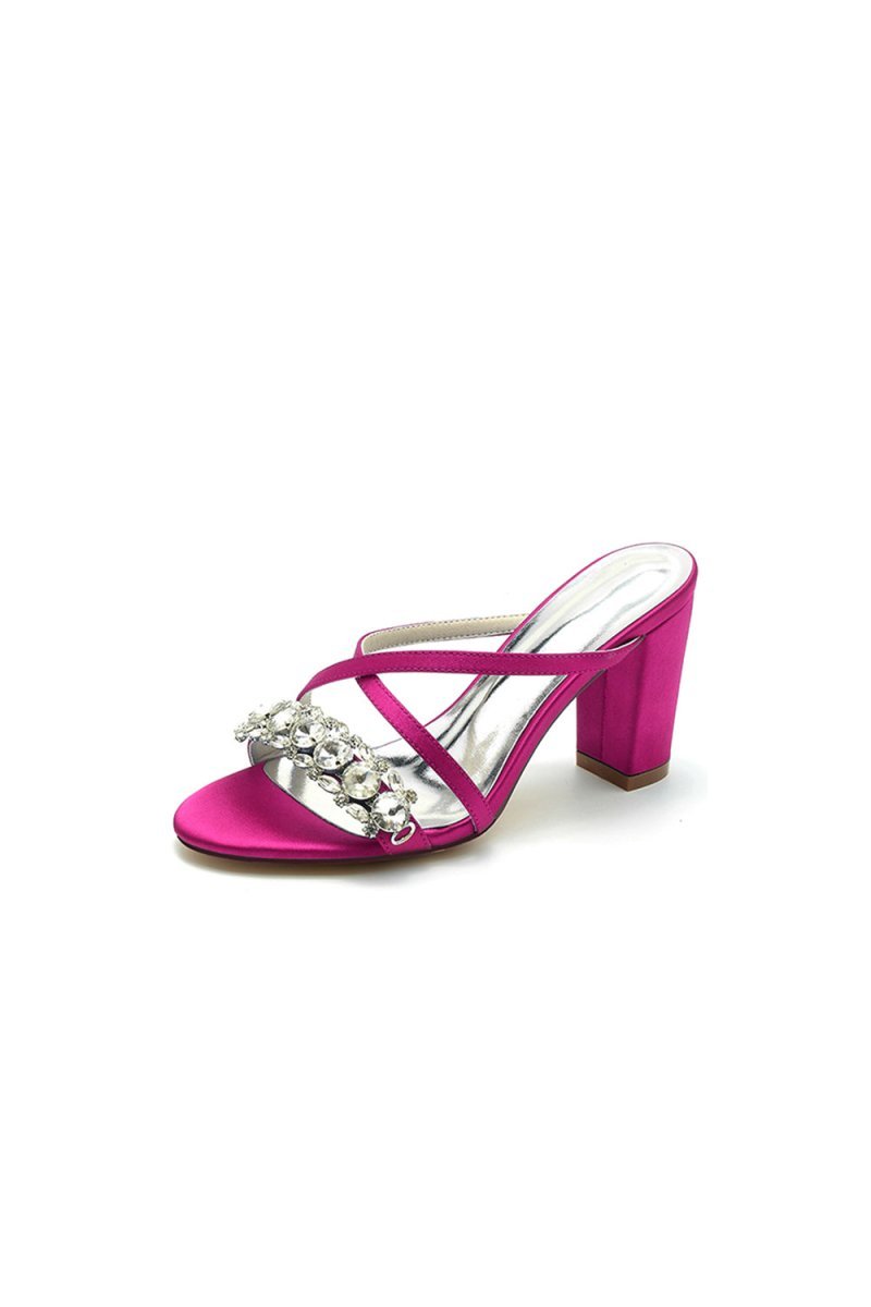 Sliver Open Toe Sandals with Rhinestone - BOLODOO