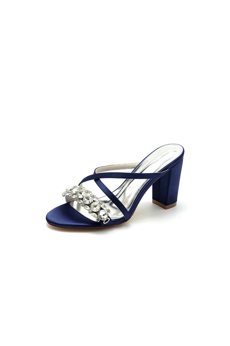 Sliver Open Toe Sandals with Rhinestone - BOLODOO