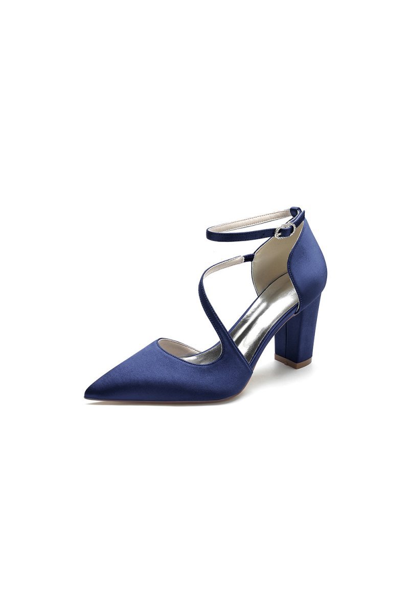 White Silk Pump with Decorative Ankle Strap - BOLODOO