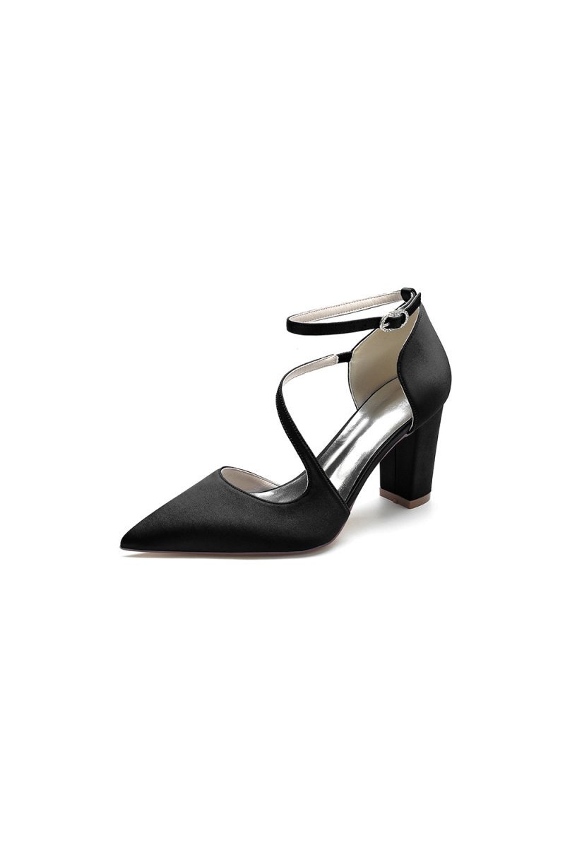 White Silk Pump with Decorative Ankle Strap - BOLODOO