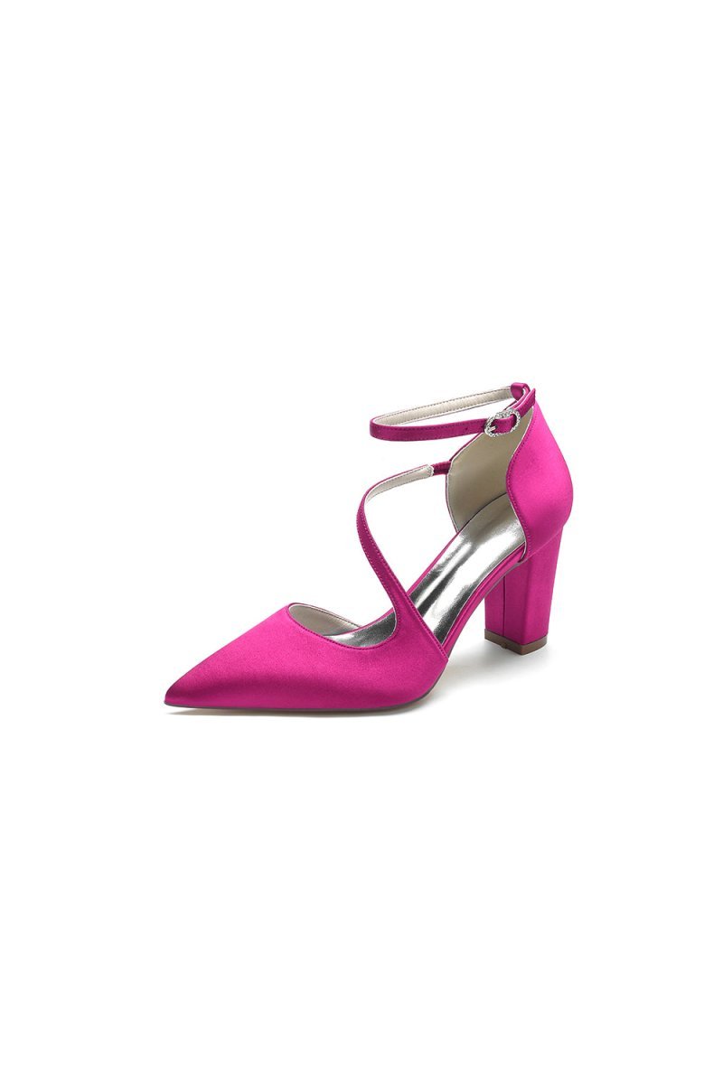 White Silk Pump with Decorative Ankle Strap - BOLODOO