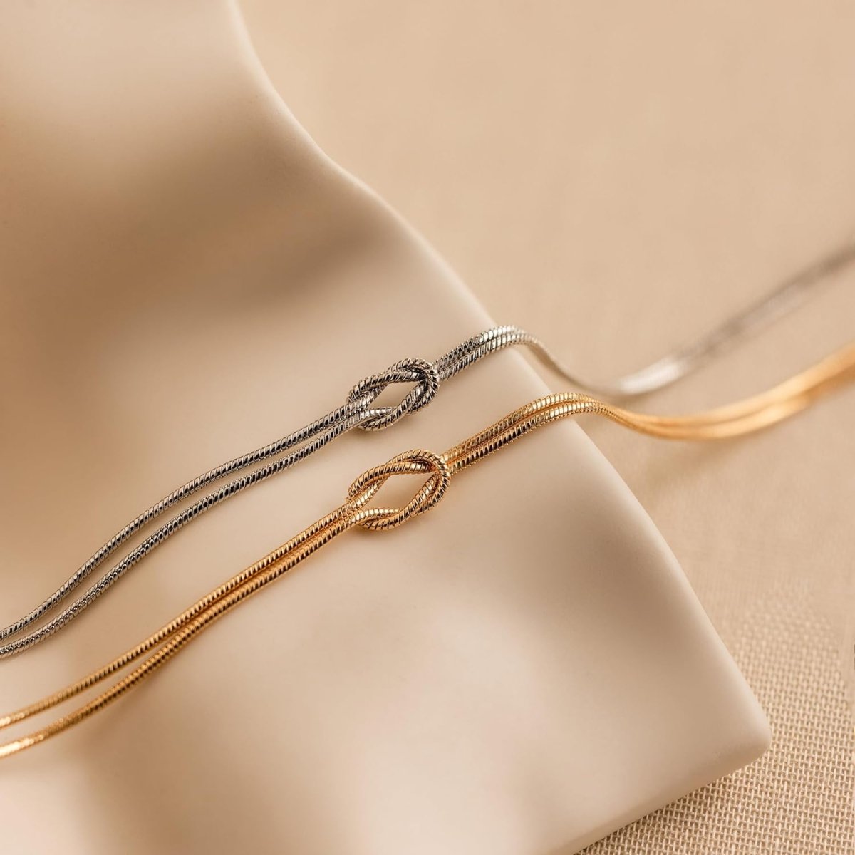 Gold Love Knot Snake Chain Bracelets - BOLODOO