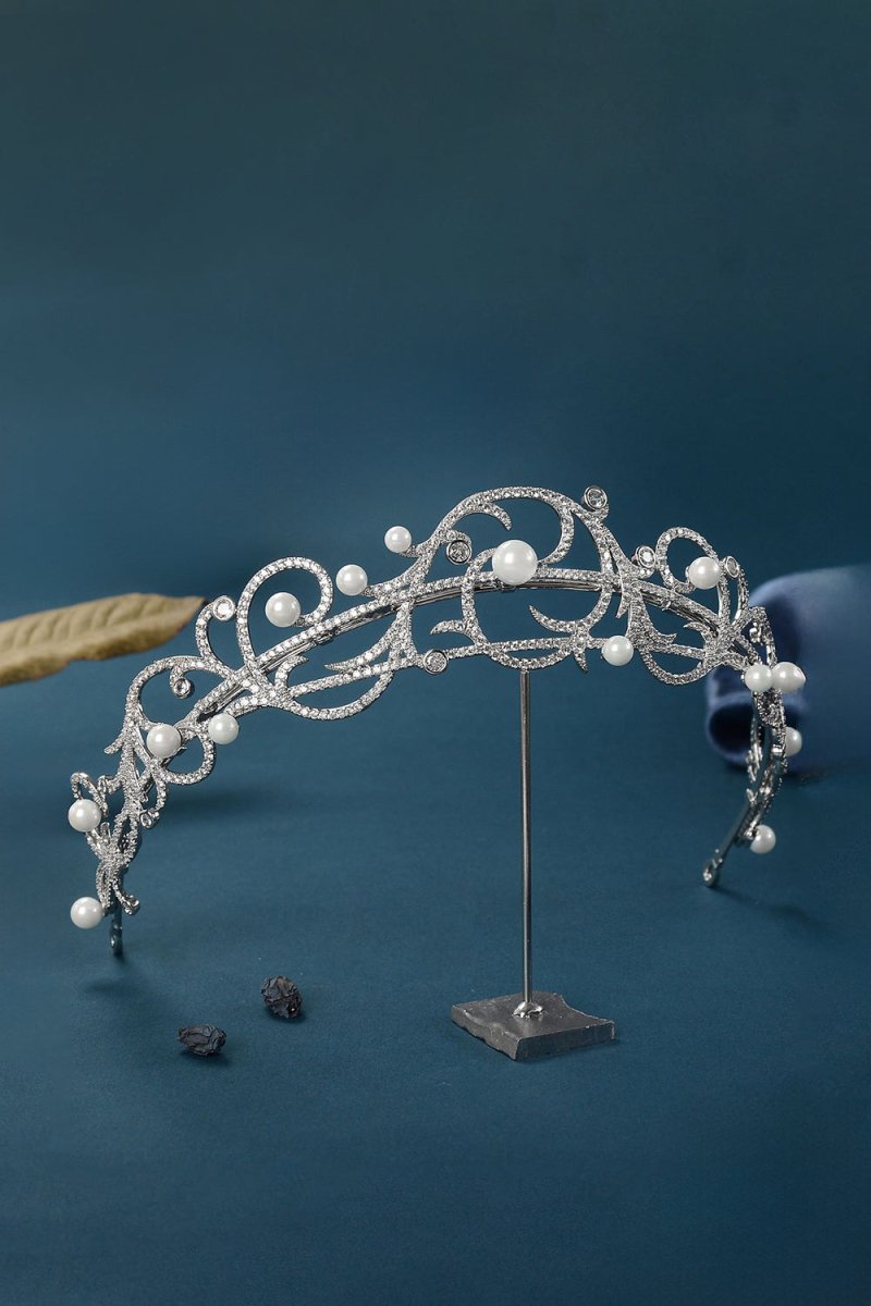 Women's Silver Pearl Swirl Tiaras