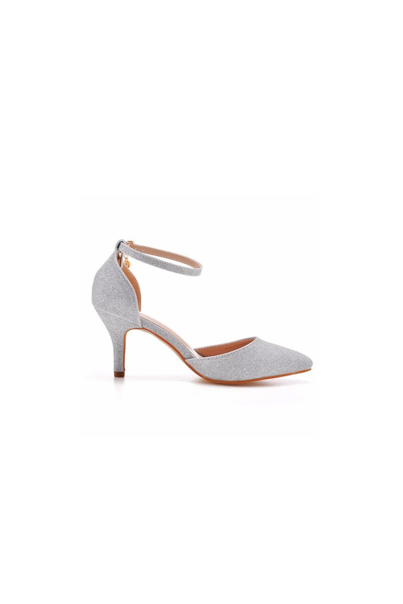 Women's Wedding Shoes Pointed Toe Ankle Strap Stiletto Heels - BOLODOO